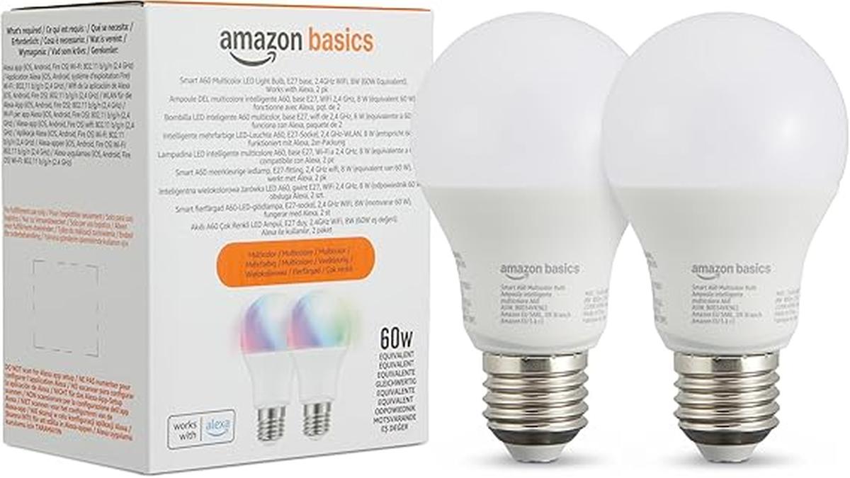 Amazon Basics 2 Lampadine multicolore E27