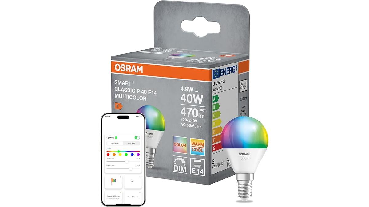 OSRAM Lampadina SMART+ Matter P40 a sfera E14 4.9W