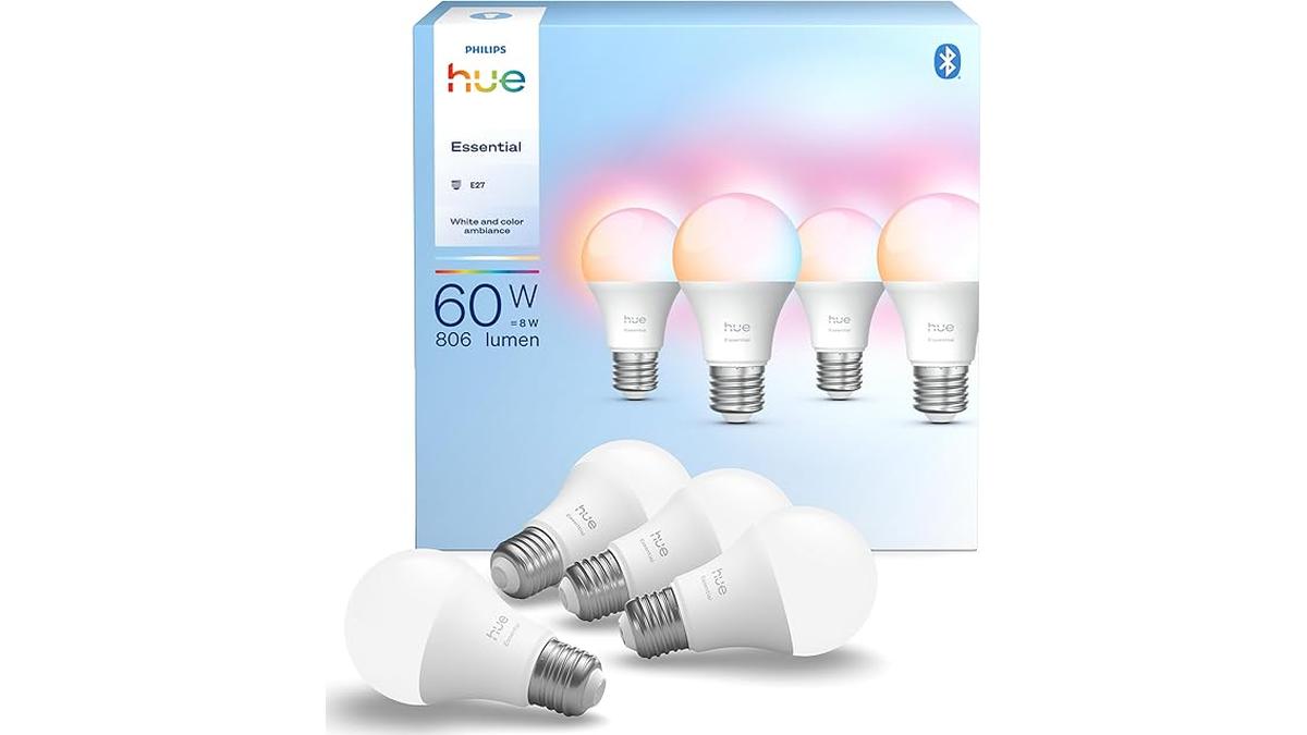 Philips Hue Essential 4 Lampadine Smart E27 8W